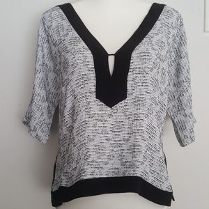 SJOBECK Malibu grey & white Blouse/ Top